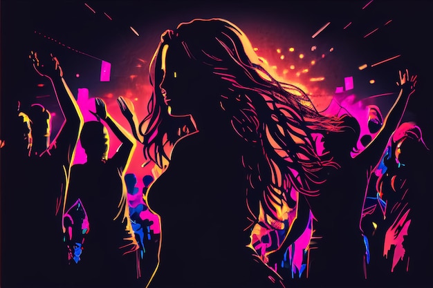 Ilustração de lugar de festa de discoteca de dança AI