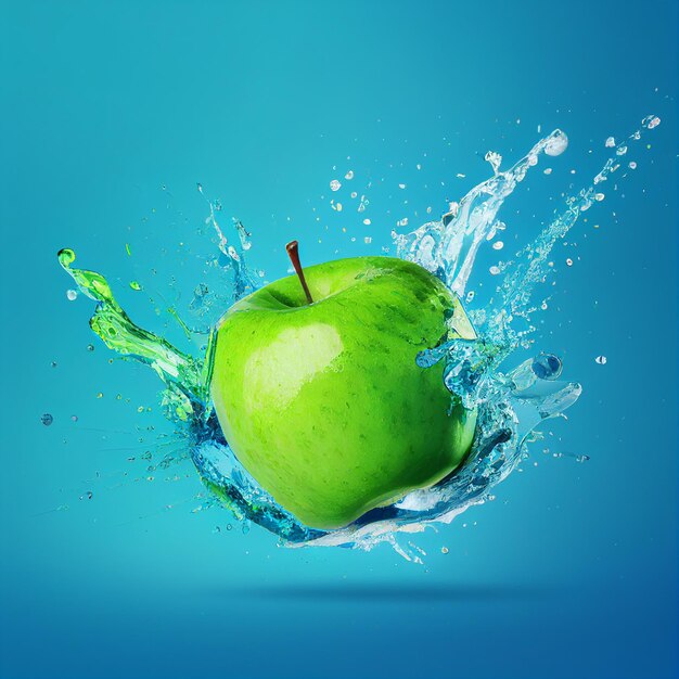 Ilustração de maçã com um respingo de água