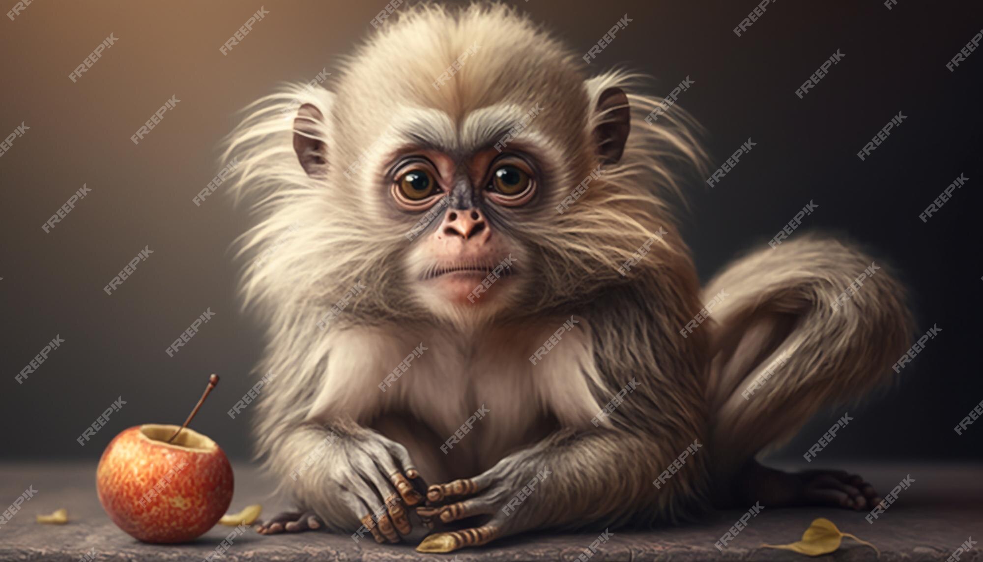 Macaco fofo e realista ilustração stock. Ilustração de criatura - 226678451