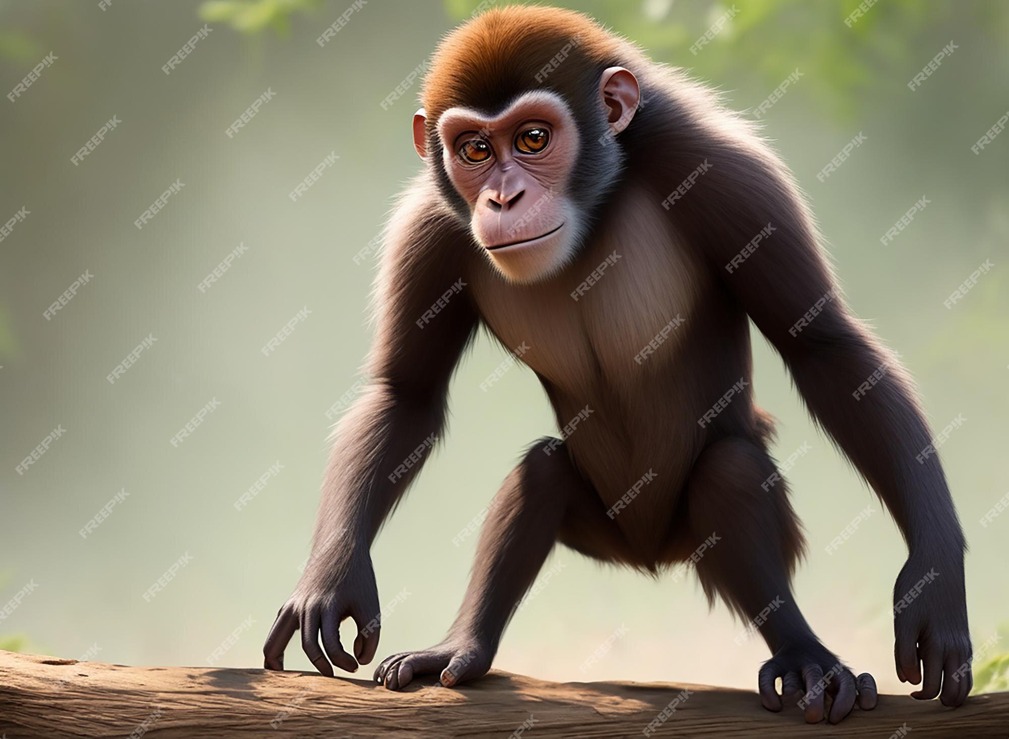 Macaco fofo e realista ilustração stock. Ilustração de criatura - 226678451