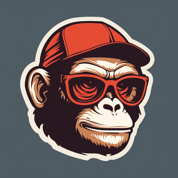 Ilustração de macaco retrô com óculos e chapéu