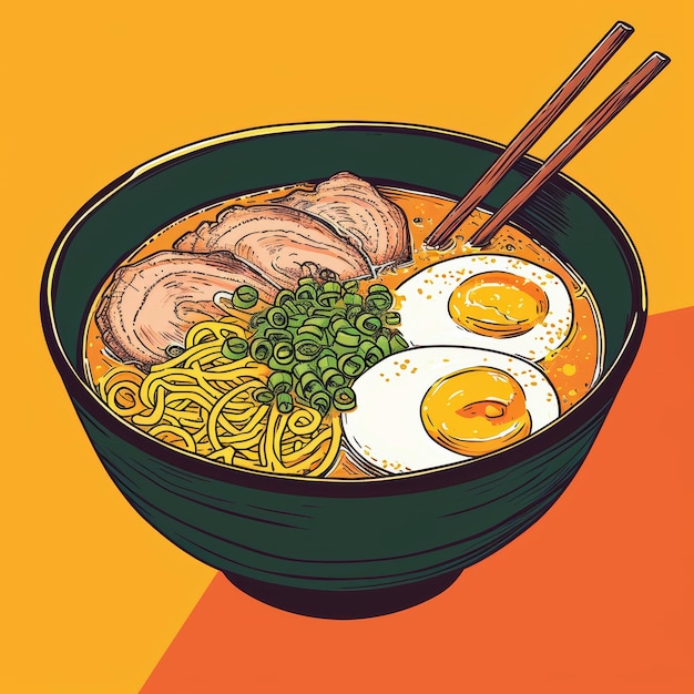 Ilustração de macarrão japonês