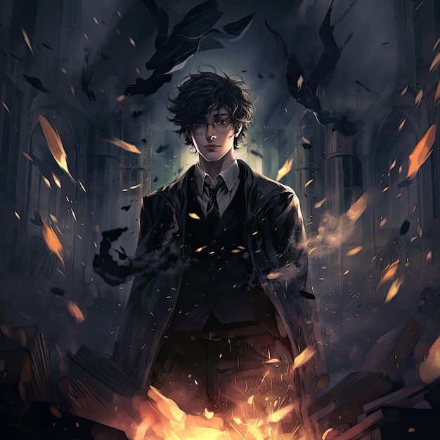 Ilustração de mangá do personagem dark anime harry potter