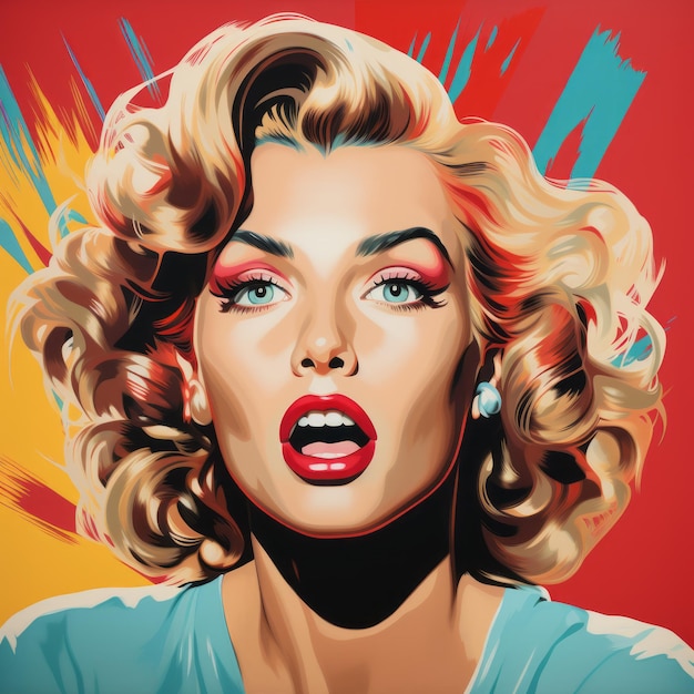 Foto ilustração de marilyn monroe pop art em 32k uhd com forte expressão facial