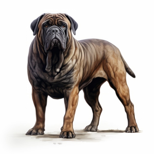 Ilustração de mastiff de cores intensas no estilo de John Wilhelm