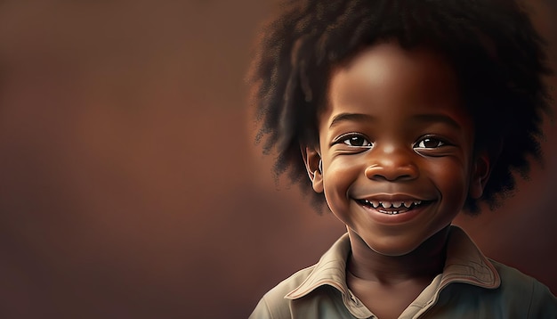 Ilustração de menino afro-americano por ia generativa