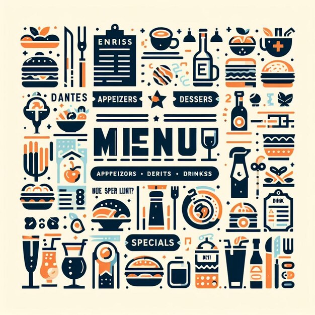 Foto ilustração de menu de comida