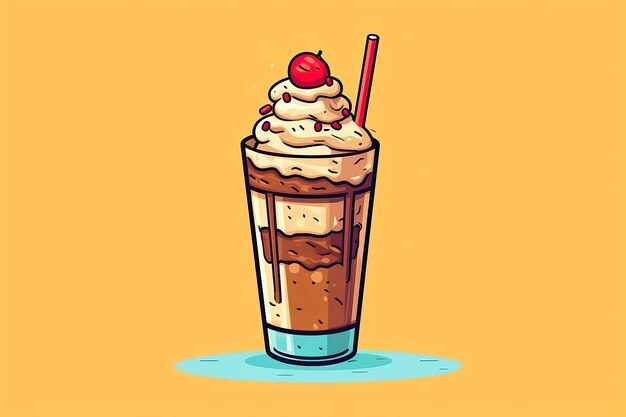 Ilustração de milk-shake Ilustração de comida IA generativa