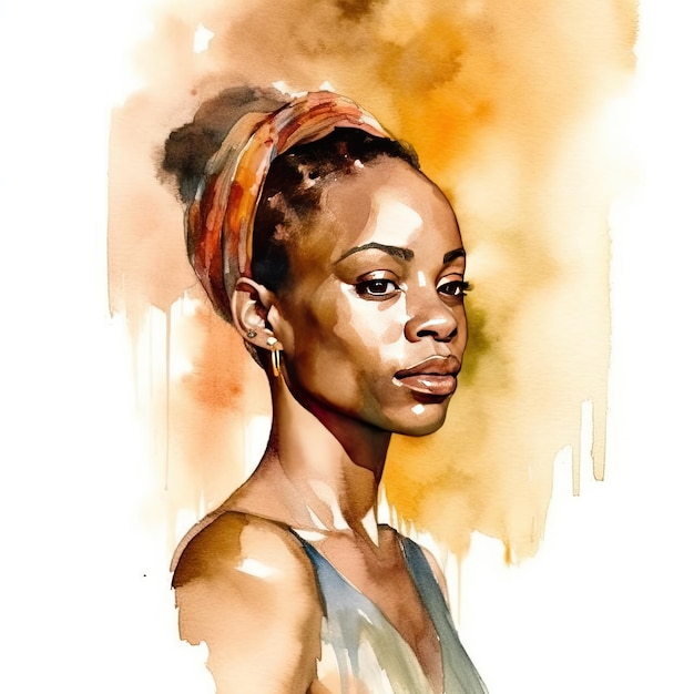 Ilustração de moda de mulher afro-americana ilustração de pintura em aquarela