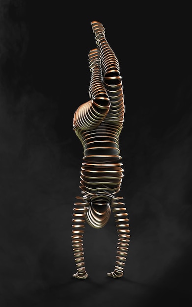 Ilustração de modelo de moça de fatias em poses de ioga em fundo preto com caminho de corte