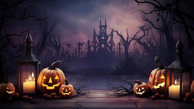 ilustração de modelo de plano de fundo de decoração de halloween espaço de cópia de banner fundo assustador