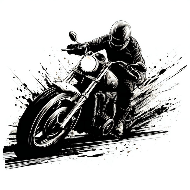 Ilustração de motocicleta em preto e branco