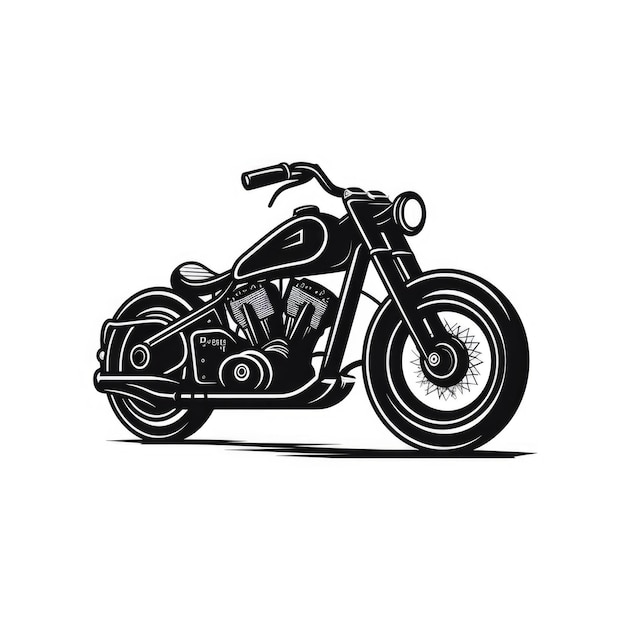 Ilustração de motocicleta preta retrô AI GenerativexD