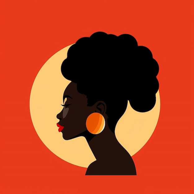 Ilustração de mulher africana em vista de perfil Dia da Liberdade Orgulho do Dia da Emancipação ou Independência Negra