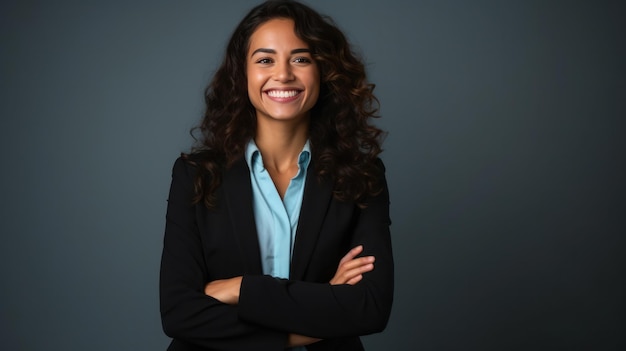 Foto ilustração de mulher de negócios sorridente ai generativexa