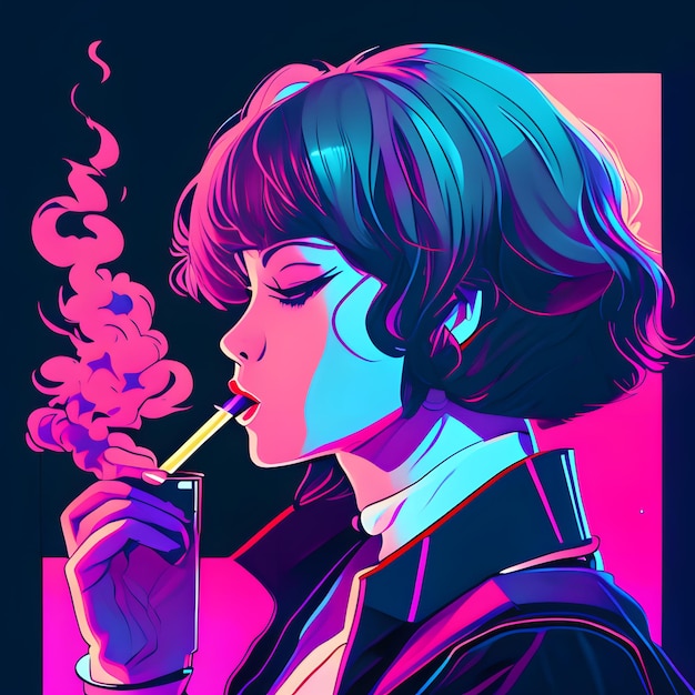 ilustração de mulher e cigarro