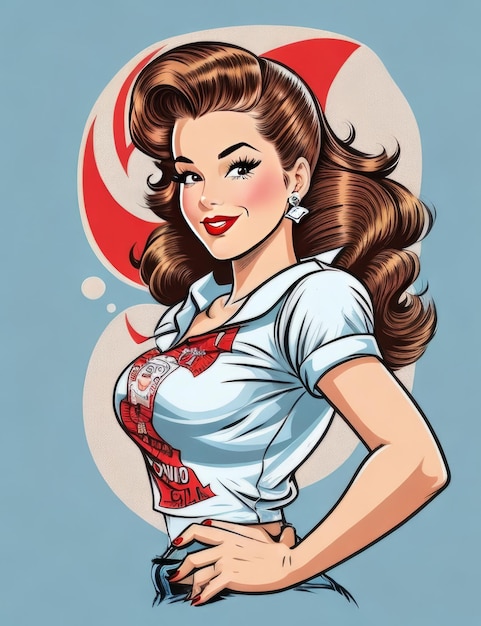 ilustração de mulher pin-up retrô