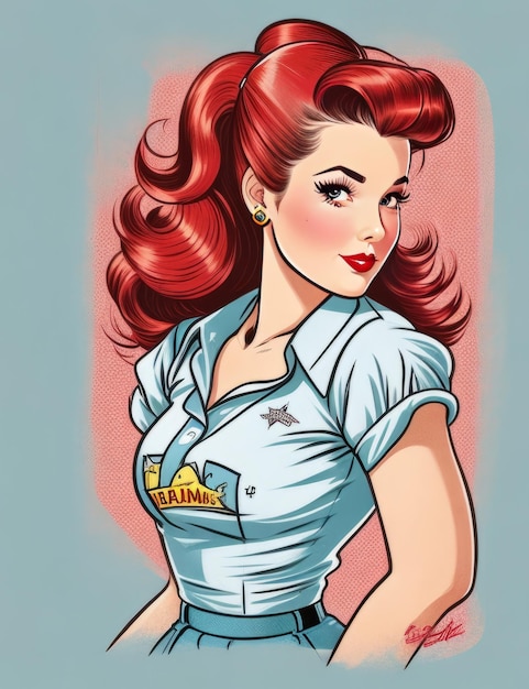 Foto ilustração de mulher pin-up retrô