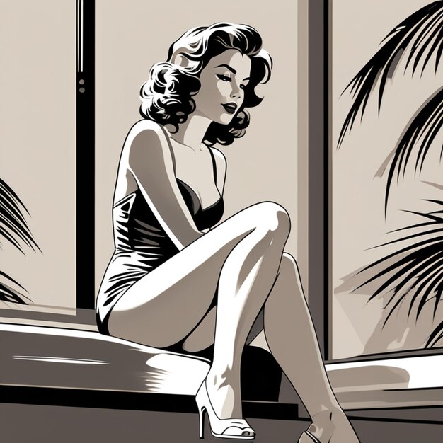 ilustração de mulher retro pin up