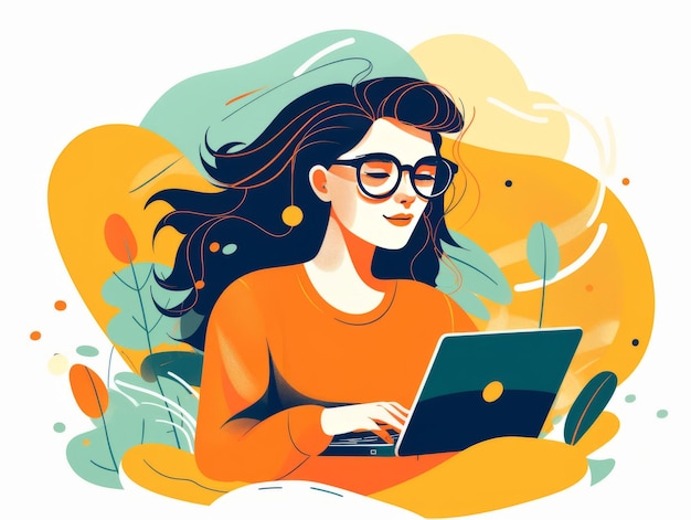 Ilustração de mulheres com laptop