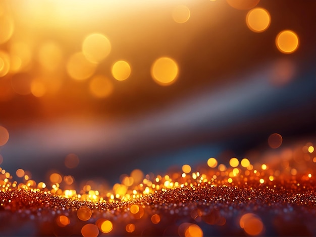 Ilustração de Natal em cores douradas com luzes embaçadas, brilhos brilhantes e efeito bokeh IA generativa
