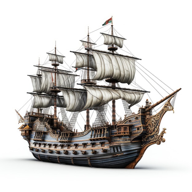 Ilustração de navio pirata isolado exibindo de uma forma perfeitamente envolvente