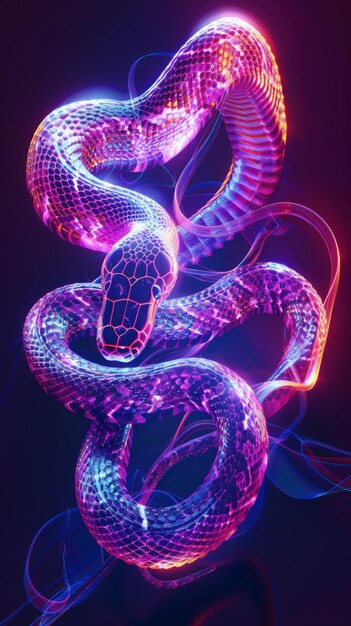 Ilustração de Neon Slithering Snake Inteligência Artificial Gerativa