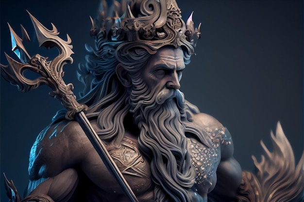 Ilustração de Netuno Poseidon da lenda da cidade perdida de Atlantis AI