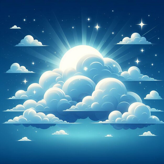Ilustração de nuvens no céu azul brilhante