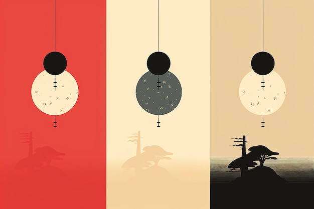 Ilustração de obras japonesas para o seu projeto MidAutumn Festival
