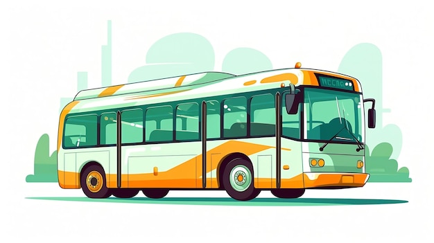 Ilustração de ônibus grande de cor de ônibus urbano de IA generativa
