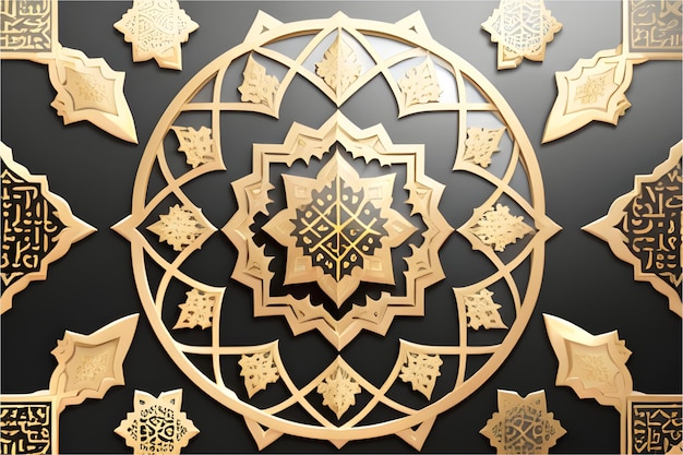 ilustração de ornamento 3D com textura de ouro