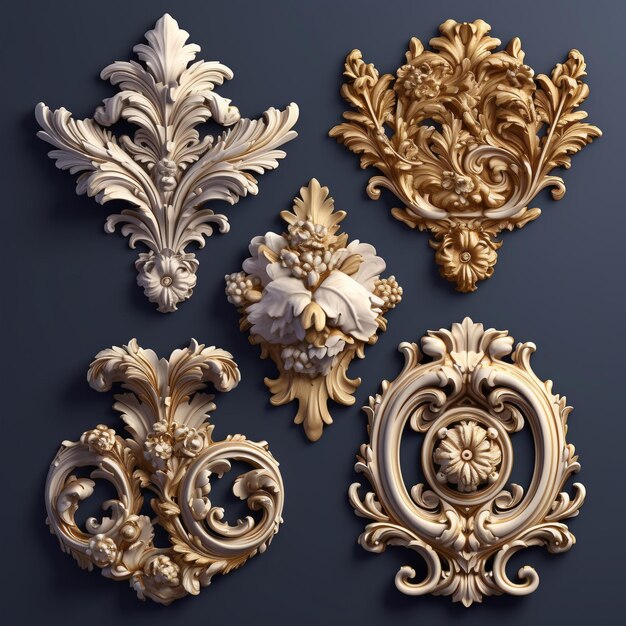 Ilustração de ornamentos decorativos antigos altamente detalhados