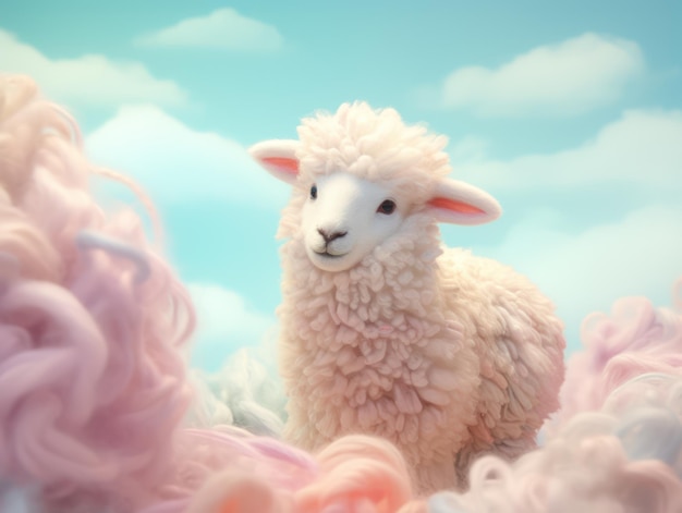 Ilustração de ovelhas perdidas bonitas cores pastel e luz suave