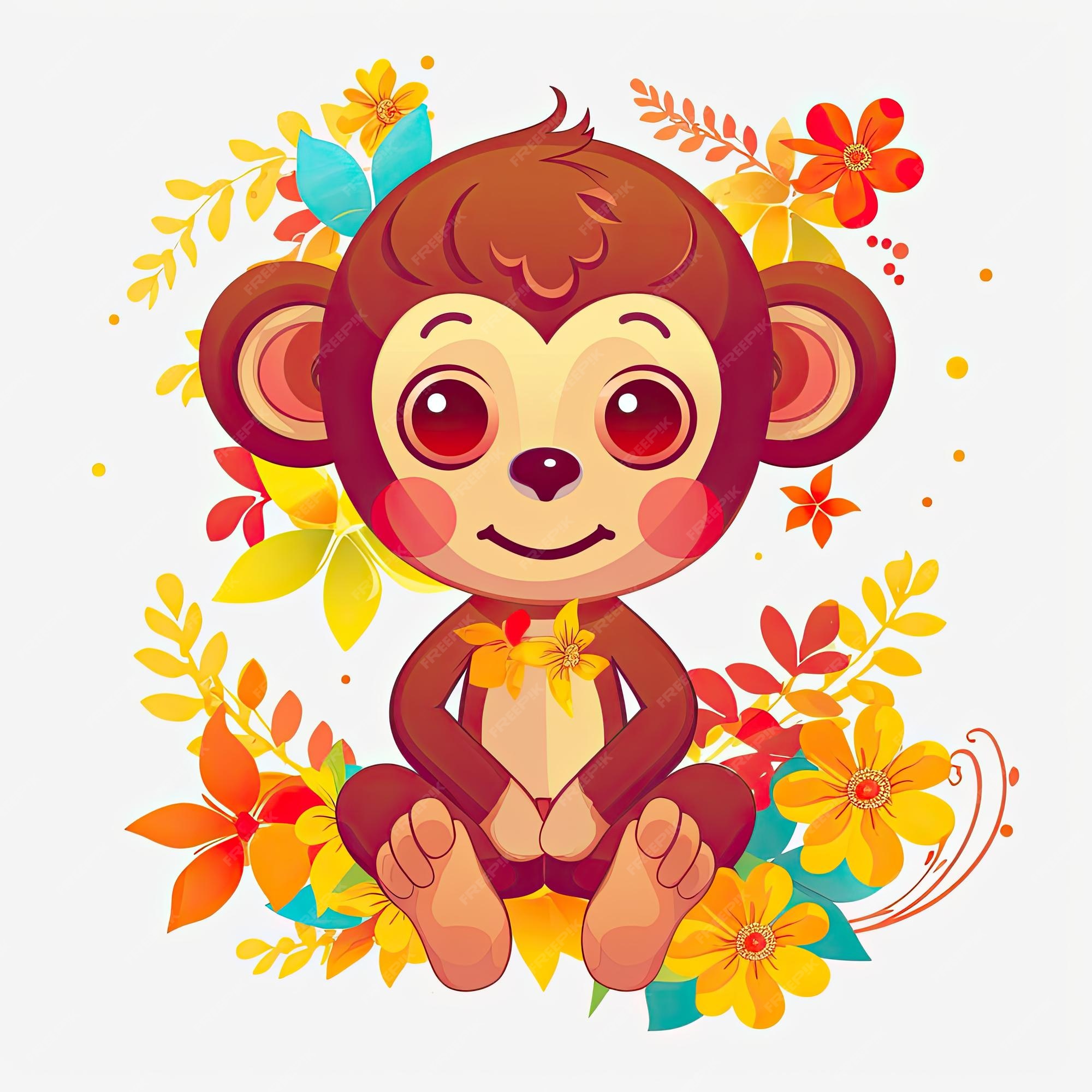 Macaco Sorrindo, Ícone De Desenho Animado Sobre Fundo Branco. Design  Colorido. Royalty Free SVG, Cliparts, Vetores, e Ilustrações Stock. Image  75569452