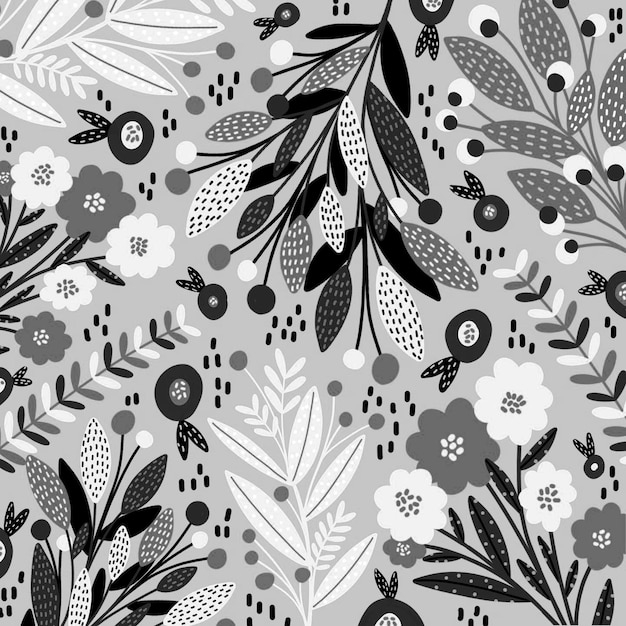 ilustração de padrão de design de fundo de doodle floral sem costura