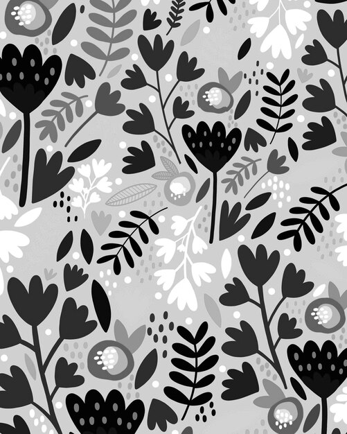 ilustração de padrão de design de fundo de doodle floral sem costura