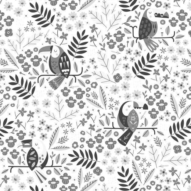 ilustração de padrão de design de fundo de doodle floral sem costura