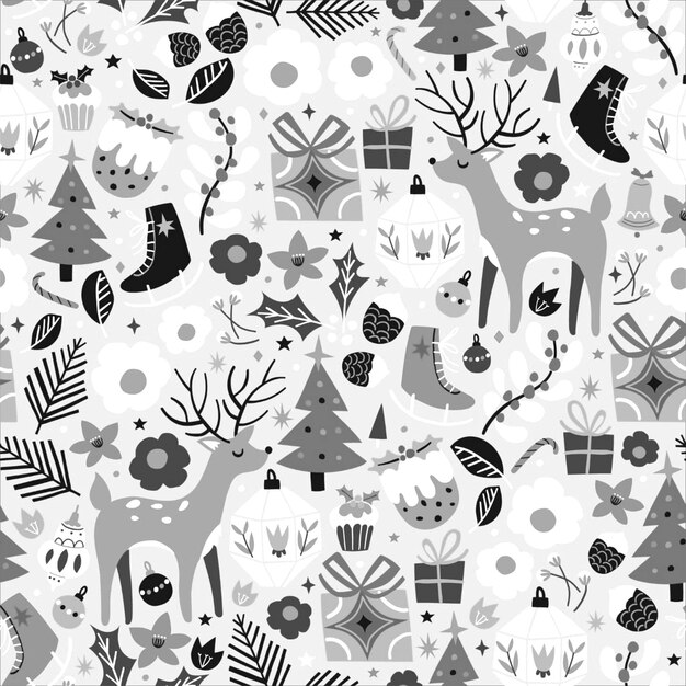 Foto ilustração de padrão de design de fundo de doodle floral sem costura