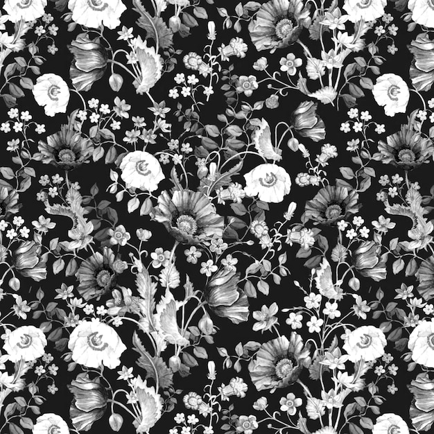 ilustração de padrão de design de fundo de doodle floral sem costura