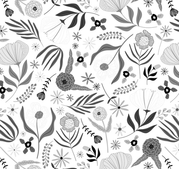 ilustração de padrão de design de fundo floral sem costura doodle