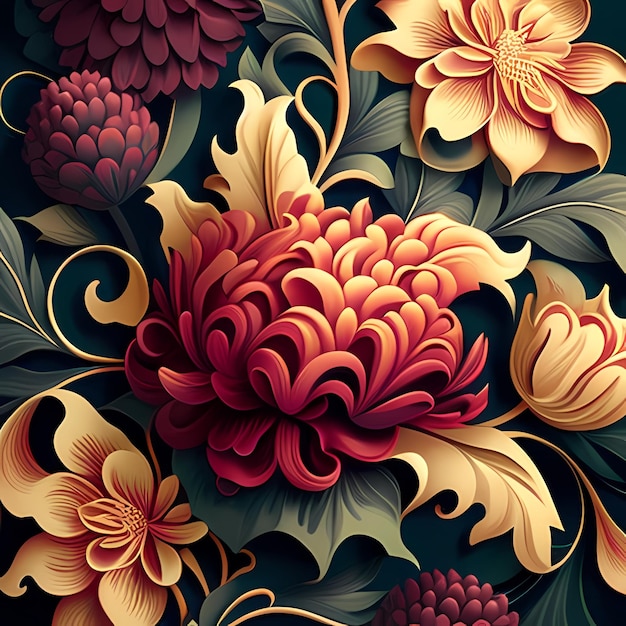 Ilustração de padrão de flor de arte abstrata, design de fundo artístico de beleza