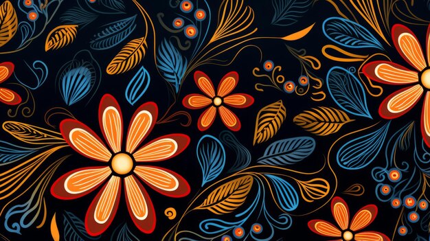 Ilustração de padrão floral africano Espírito vibrante de africano com padrão de flores autênticas