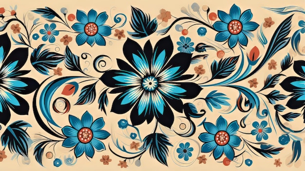 Ilustração de padrão floral indiano Espírito vibrante de indiano colorido com padrão de flores autêntico