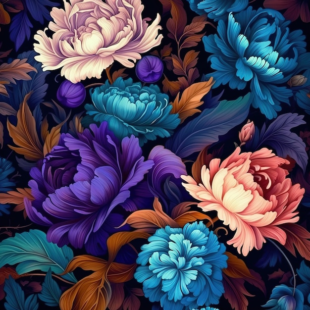 Ilustração de padrão floral sem emenda