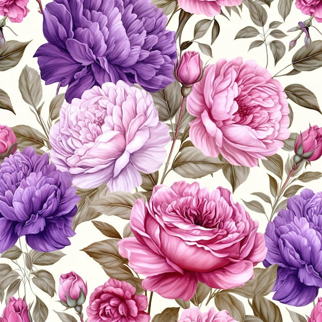 Ilustração de padrão floral sem emenda