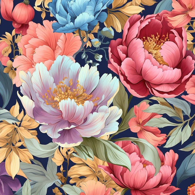 Ilustração de padrão floral sem emenda