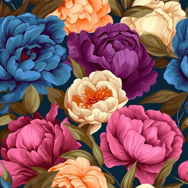 Ilustração de padrão floral sem emenda