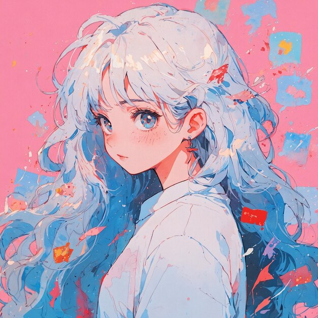 Ilustração de padrões de meninas de anime caprichosas em estilo de desenho animado