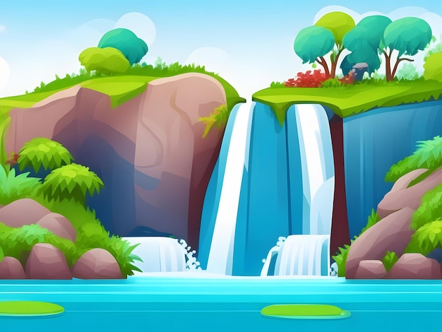 Ilustração de paisagem de cachoeira fundo paisagem de cachoeira fundo ai gerado